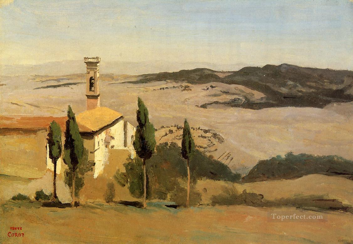 Volterra Church and Bell Tower plein air Romanticism Jean Baptiste Camille Corot Oil Paintings